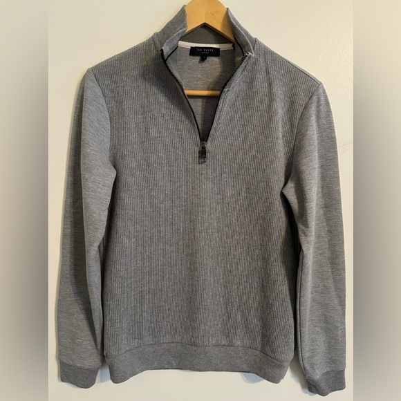 Ted Baker London Men's Gray 1/4 Zip Pullover Sweater Size 1 - Picture 1 of 7